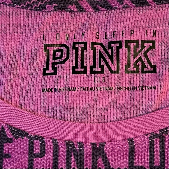 PINK Pyjama/Lounge Top Size Large Purple & Black Graphic Snow Flakes & LOVE PINK - Picture 4 of 4